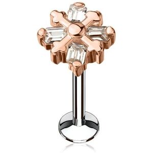 Piercing Street Piercing oreille labret levre gemmes rectangulaires or rose - Or Rose