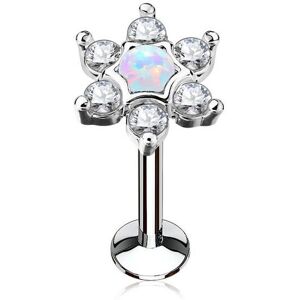 Piercing Street Piercing oreille labret levre etoile opale blanche - Argente