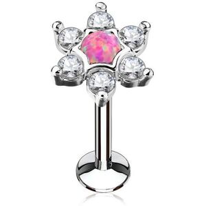 Piercing Street Piercing oreille labret levre etoile opale rose - Argente