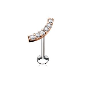 Piercing Street Piercing oreille labret levre courbe strass or rose - Or Rose