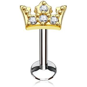 Piercing Street Piercing oreille labret levre couronne doree pavee de strass - Dore