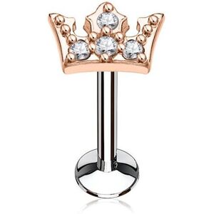 Piercing Street Piercing oreille labret levre couronne rosee pavee de strass - Or Rose