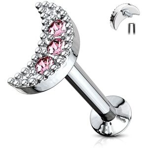 Piercing Street Piercing oreille labret levre croissant de lune rose - Argente