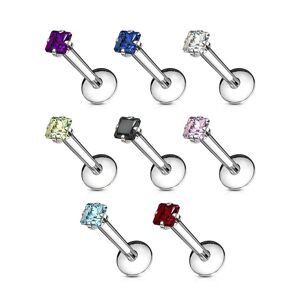 Piercing Street Piercing oreille Labret avec Gemme carre - Argente