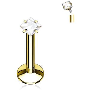 Piercing Street Piercing oreille Labret avec Gemme carre Dore - Dore