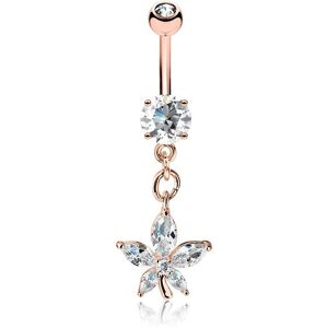 Piercing Street Piercing nombril plaque or rose pendentif fleur petales marquise - Or Rose