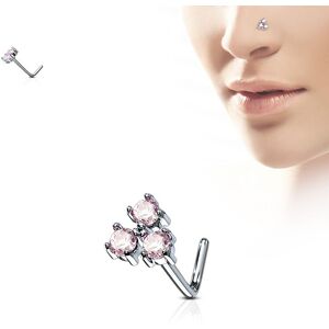 Piercing Street Piercing nez tige en L triple gemmes roses triangle - Argente