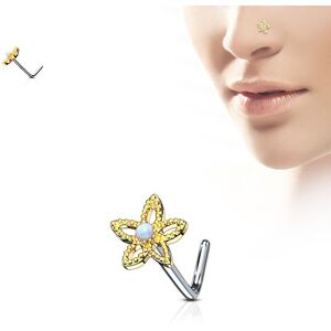 Piercing Street Piercing nez tige en L fleur doree opale - Dore