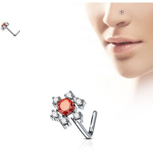 Piercing Street Piercing nez tige en L fleur pierre rouge - Argente