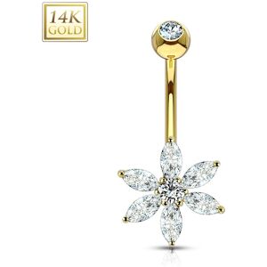 Piercing Street Piercing nombril Or jaune 14 carats fleur petales - Dore