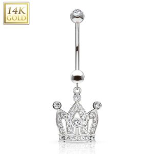 Piercing Street Piercing nombril Or blanc 14 carats couronne - Argente