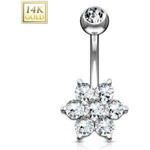 Piercing Street Piercing nombril Or Blanc 14 Carats Fleur - Argente