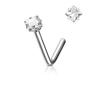 Piercing Street Piercing nez tige en L argente gemme carre - Argente