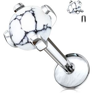 Piercing Street Piercing oreille labret pierre semi precieuse howlite - Argente