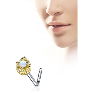 Piercing Street Piercing nez tige en L larme doree opale blanche - Dore