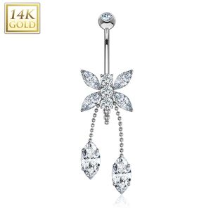 Piercing Street Piercing nombril Or blanc 14 carats Pendentif Libellule - Argente