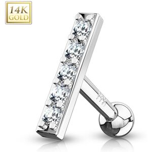 Piercing Street Piercing Cartilage Oreille Barre sertie en Or blanc 14 Carats - Argente