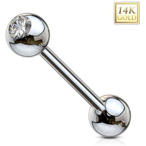 Piercing Street Piercing Langue Or blanc 14 Carats Gemme - Argente