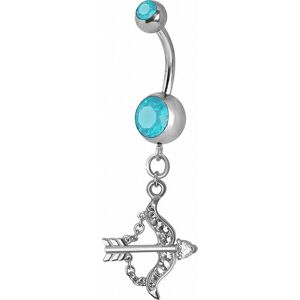 Piercing Street Piercing nombril Crystal Swarovski arc et fleche turquoise - Argente