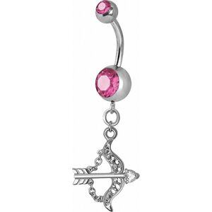 Piercing Street Piercing nombril Crystal Swarovski arc et fleche rose - Argente