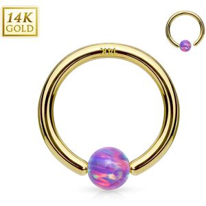 Piercing Street Piercing anneau captif en or jaune 14 carats pour nez oreille opale violette - Dore