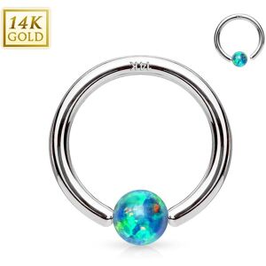 Piercing Street Piercing anneau captif en or blanc 14 carats pour nez oreille opale verte - Argente