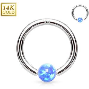 Piercing Street Piercing anneau captif en or blanc 14 carats pour nez oreille opale bleue - Argente