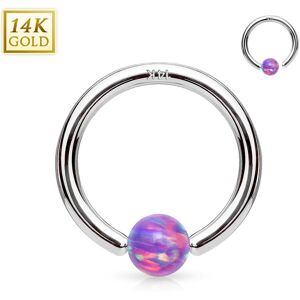 Piercing Street Piercing anneau captif en or blanc 14 carats pour nez oreille opale violette - Argente