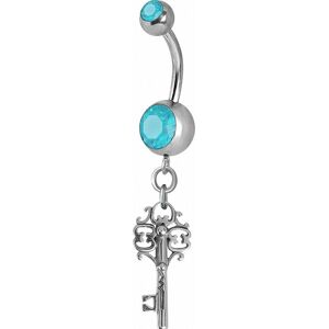 Piercing Street Piercing nombril Crystal Swarovski clef vintage turquoise - Argente