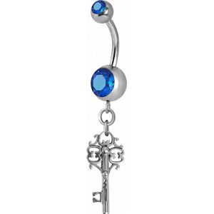 Piercing Street Piercing nombril Crystal Swarovski clef vintage bleu - Argente