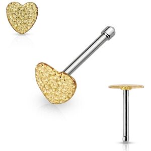 Piercing Street Piercing nez tige droite coeur sable dore - Dore