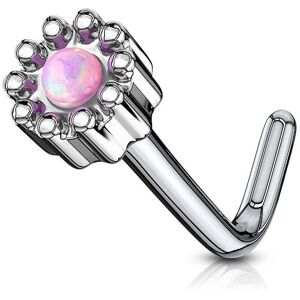 Piercing Street Piercing nez tige en L opale de synthese rose - Argente