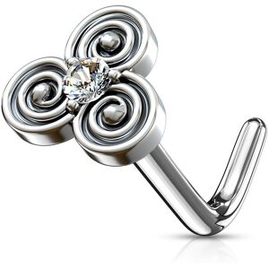 Piercing Street Piercing nez tige en L cercles tribales strass blanc - Argente