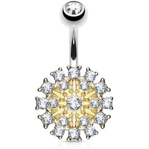 Piercing Street Piercing nombril bouclier dore pave de cristaux - Dore