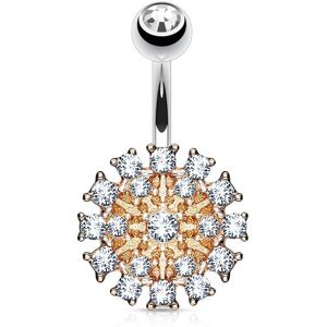 Piercing Street Piercing nombril bouclier rose pave de cristaux - Or Rose