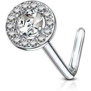 Piercing Street Piercing nez tige en L embout rond gemme blanc - Argente