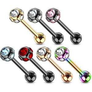 Piercing Street Piercing langue acier IP gemmes - Multicolore