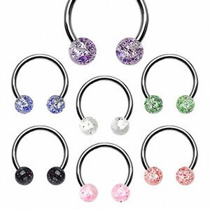 Piercing Street Piercing oreille fer a cheval boules a paillettes - Argente