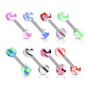 Piercing Street Lot de 8 piercing de langue boules marbrees - Multicolore