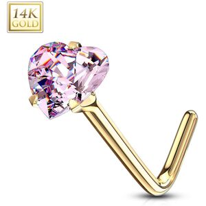 Piercing Street Piercing nez Or jaune 14 carats coeur rose tige en L - Dore