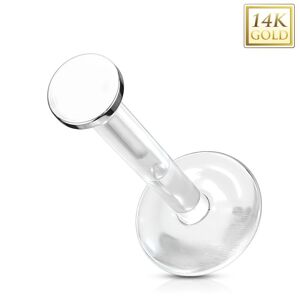 Piercing Street Piercing oreille labret Bioplast embout rond en Or Blanc 14 Carats - Argente