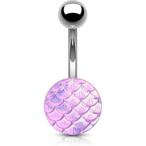 Piercing Street Piercing nombril acier ecaille de poisson rose - Argente