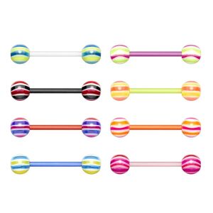 Piercing Street Lot de 8 piercing langue Bioflex marbres - Multicolore