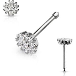 Piercing Street Piercing nez tige droite fleur avec gemmes - Argente