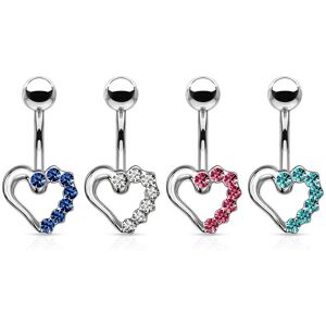 Piercing Street Piercing nombril coeur pave sur moitie - Argente