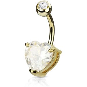 Piercing Street Piercing nombril solitaire plaque or coeur blanc - Dore