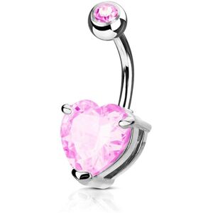 Piercing Street Piercing nombril solitaire zirconium coeur rose - Argente