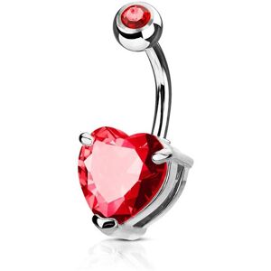 Piercing Street Piercing nombril solitaire zirconium coeur rouge - Argente