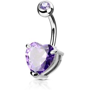 Piercing Street Piercing nombril solitaire zirconium coeur tanzanite - Argente