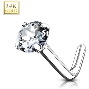 Piercing Street Piercing nez Or blanc 14 carats gemme 3 mm tige en L - Argente